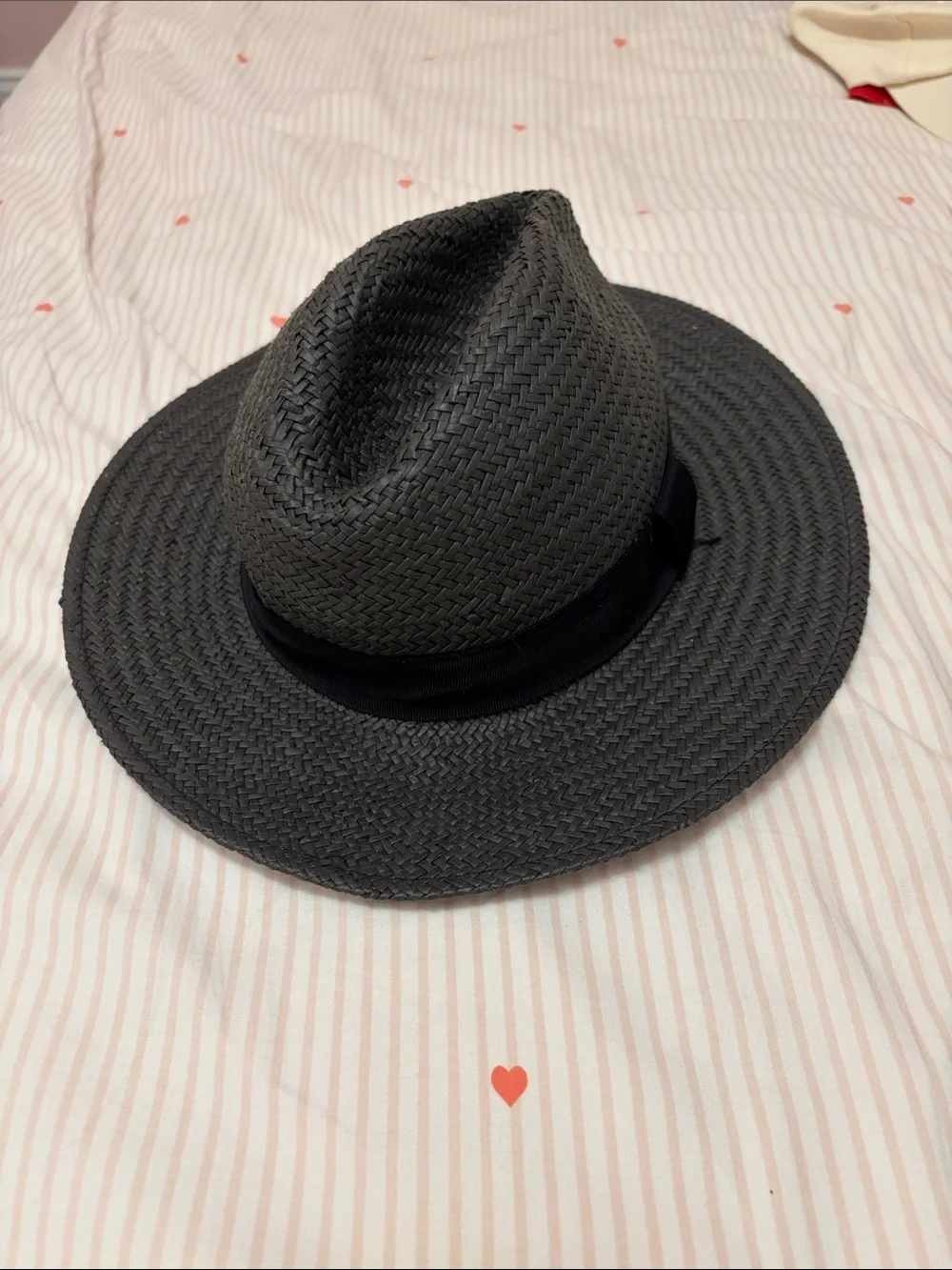 Banana Republic Charcoal Gray Straw Fedora Panama Sun Hat